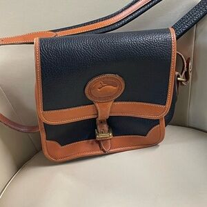 Dooney & Bourke Black and Brown Pebbled Leather Messenger